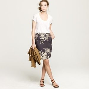 J. Crew Factory Navy with Floral Pencil Skirt Sz 0